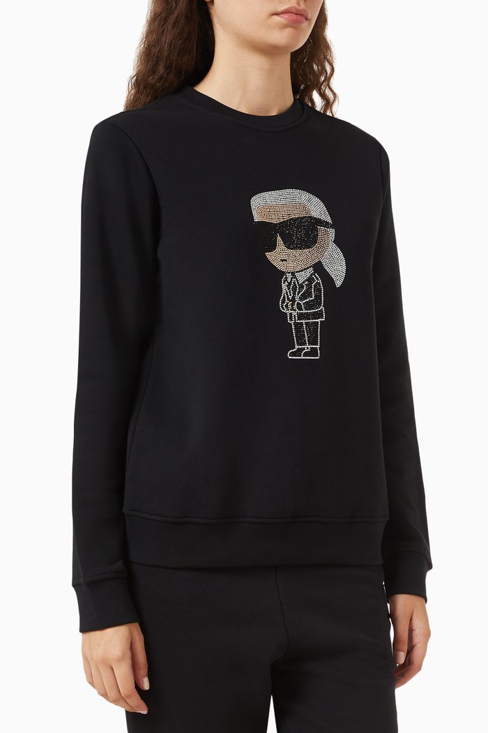 

Karl Ikonik Rhinestone Sweatshirt in Jersey, Black