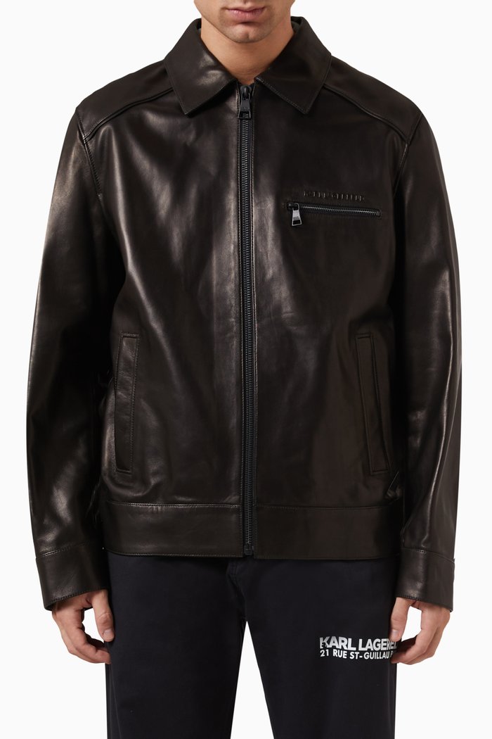 

Blouson Jacket in Leather, Black