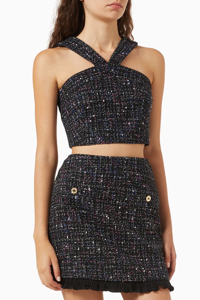 Bustier Top in Tweed, Blue