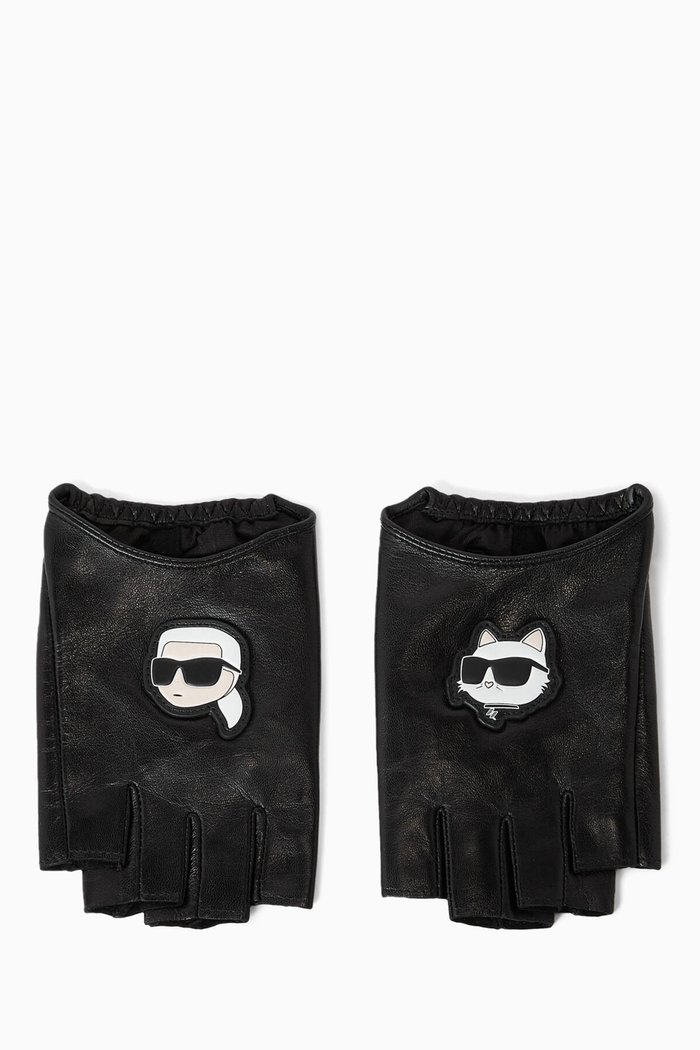 

K/Ikonik 2.0 Fingerless Gloves in Leather, Black