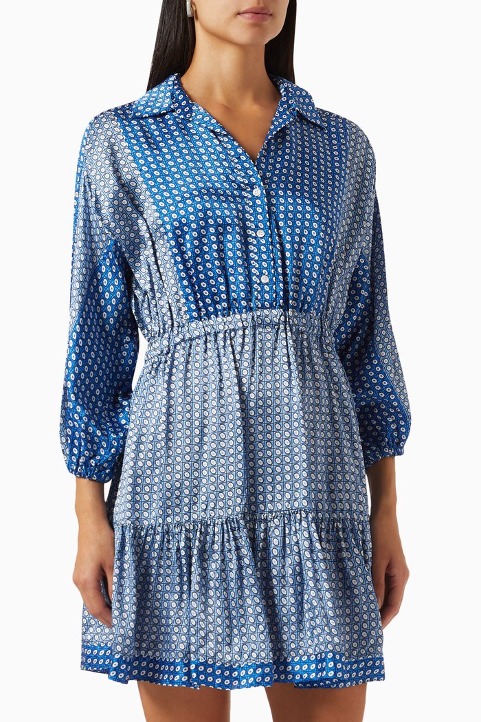

Tie Print Mini Dress, Blue