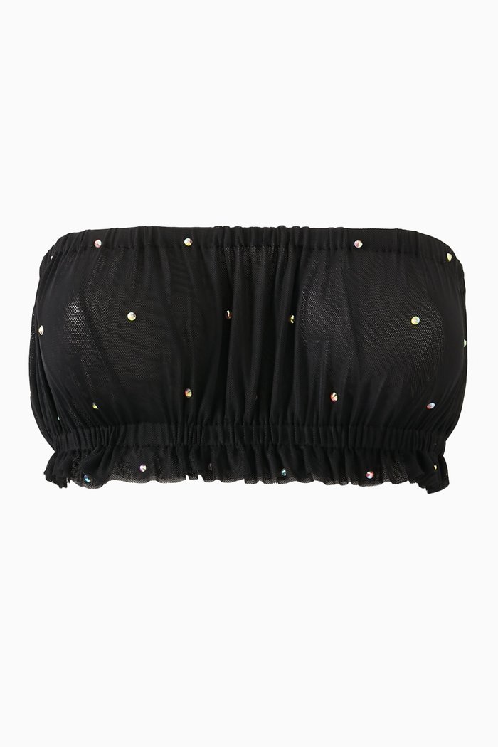 

Medusa Draped Strapless Top, Black