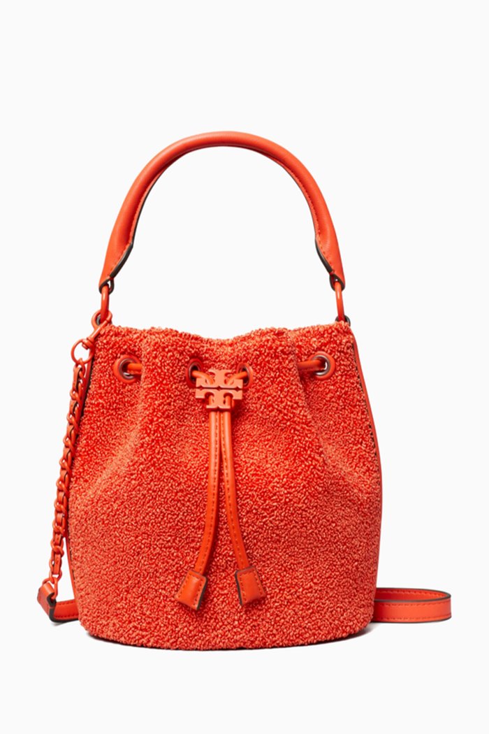 

Fleming Bucket Bag in Raffia, Red