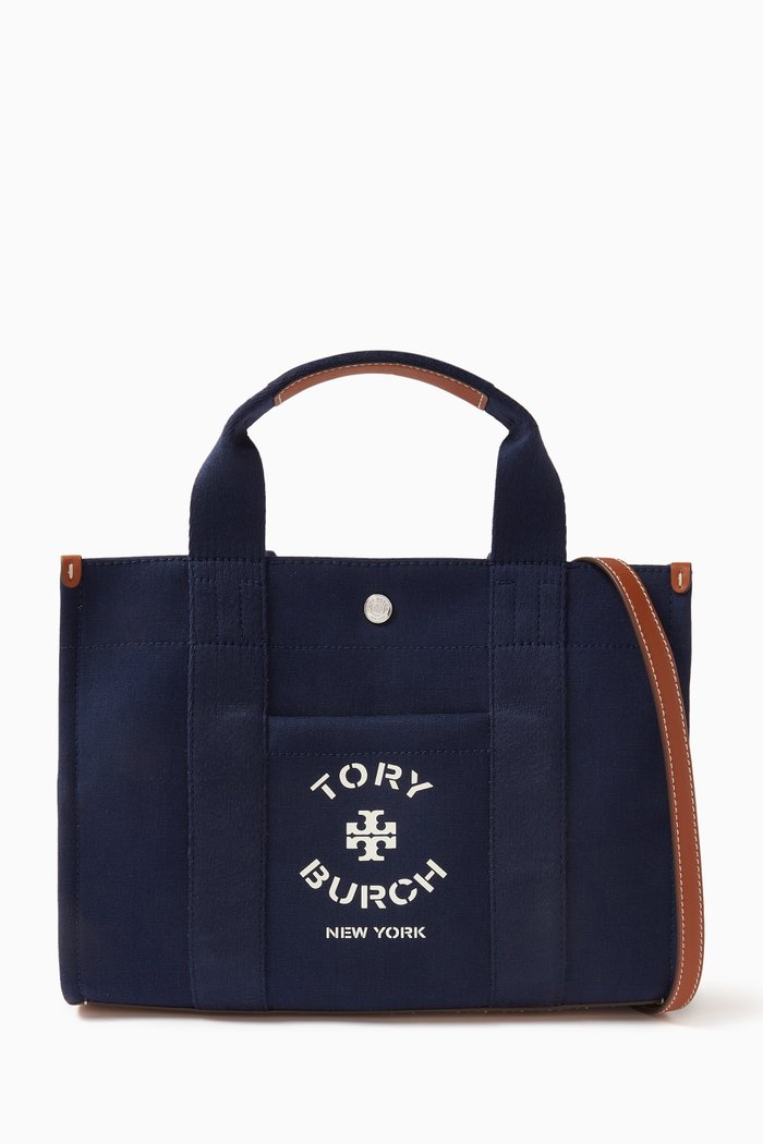 

Small Tory Tote Bag in Canvas, Blue