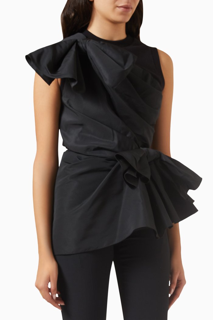 Cut and Sew Top in Cotton, Black
