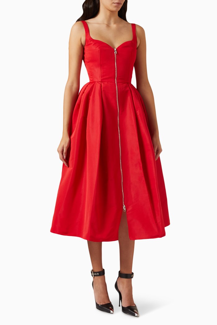 

Dropped Shoulder Shirt Dress in Recycled Yarn, Red