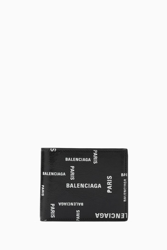 

Square Bi-fold Wallet in Leather, Black