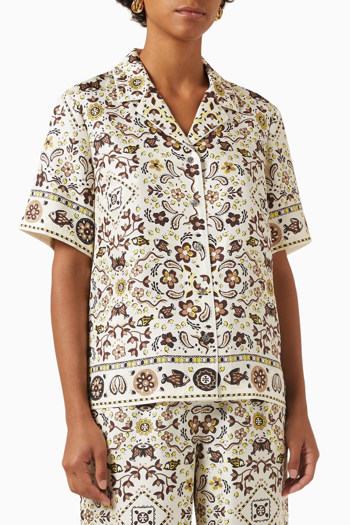 

Paisley-print Shirt in Silk-twill, White