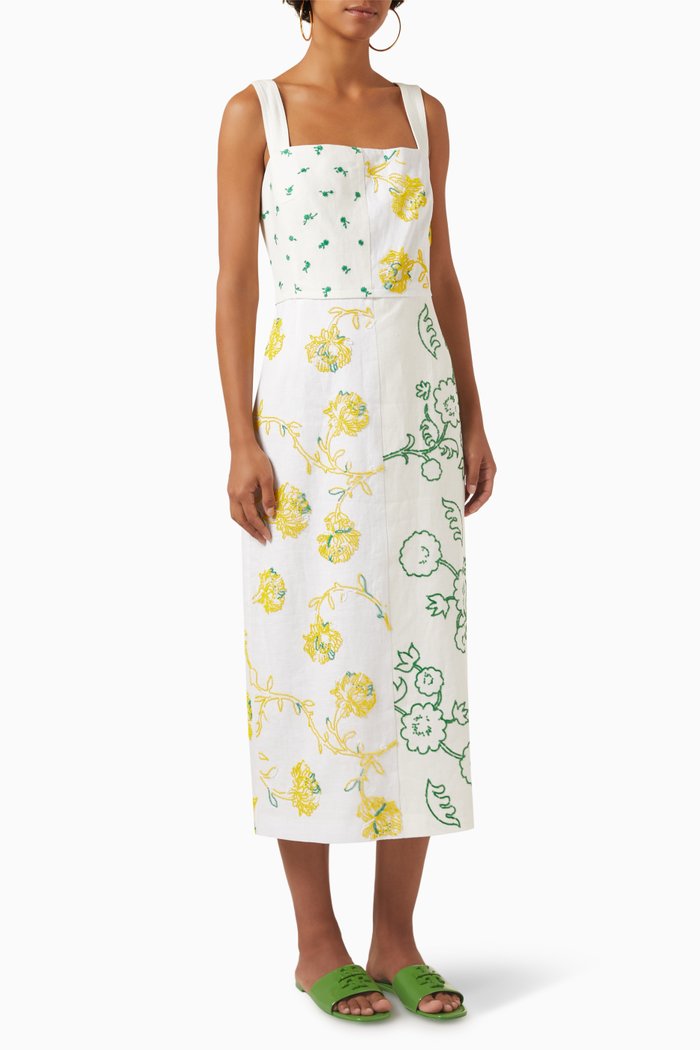 

Embellished Dress in Linen, White