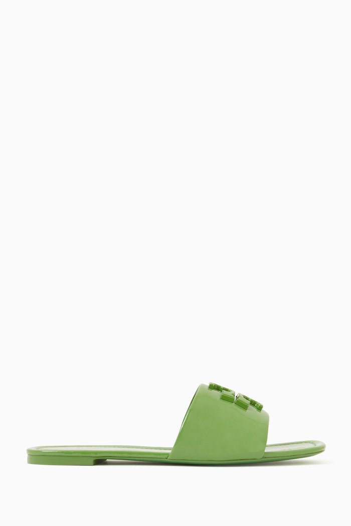 

Eleanor Logo Slides in Patent Leater, Green
