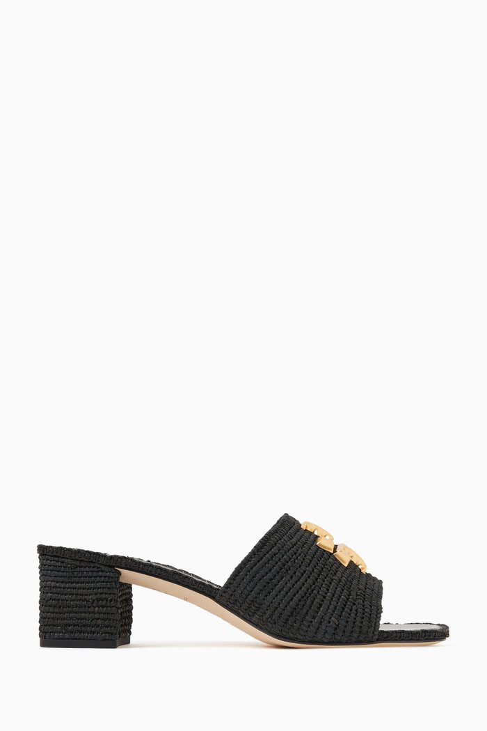 

Eleanor 55 Sandals in Raffia, Black