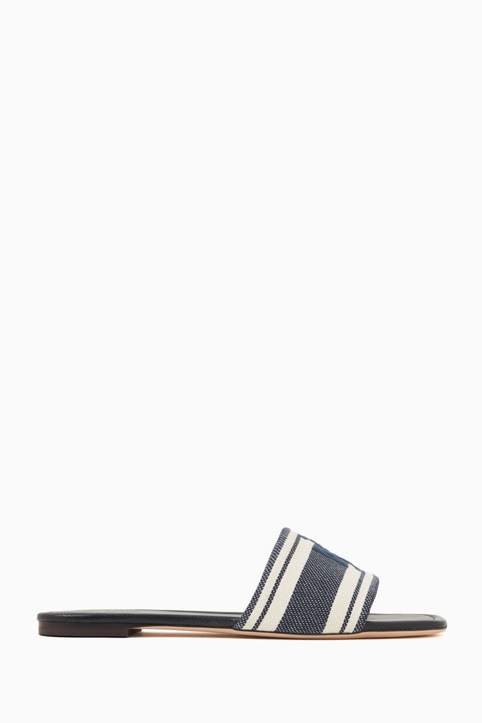 Double T Slides in Jacquard, Blue