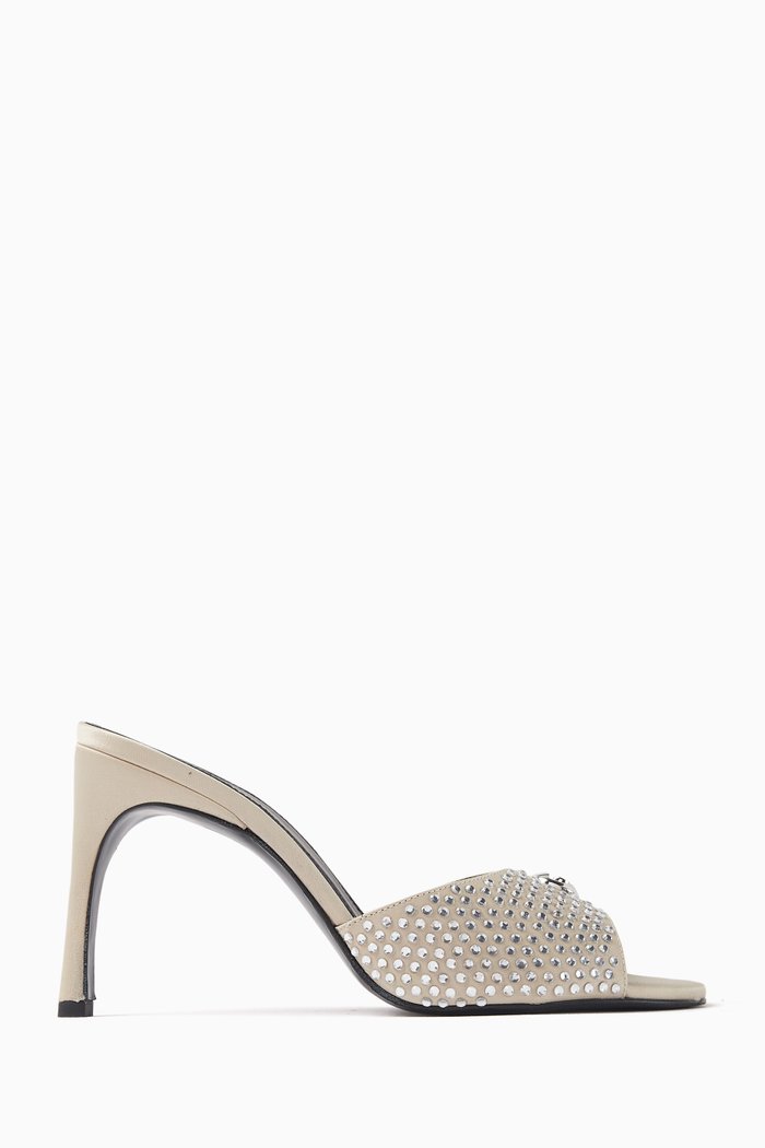 

Crystal-embellished 90 Mules in Leather, Neutral