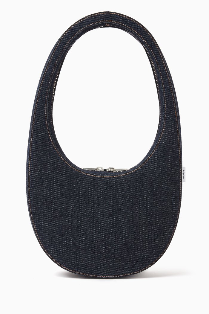 

Small Swipe Shoulder Bag in Denim, Blue
