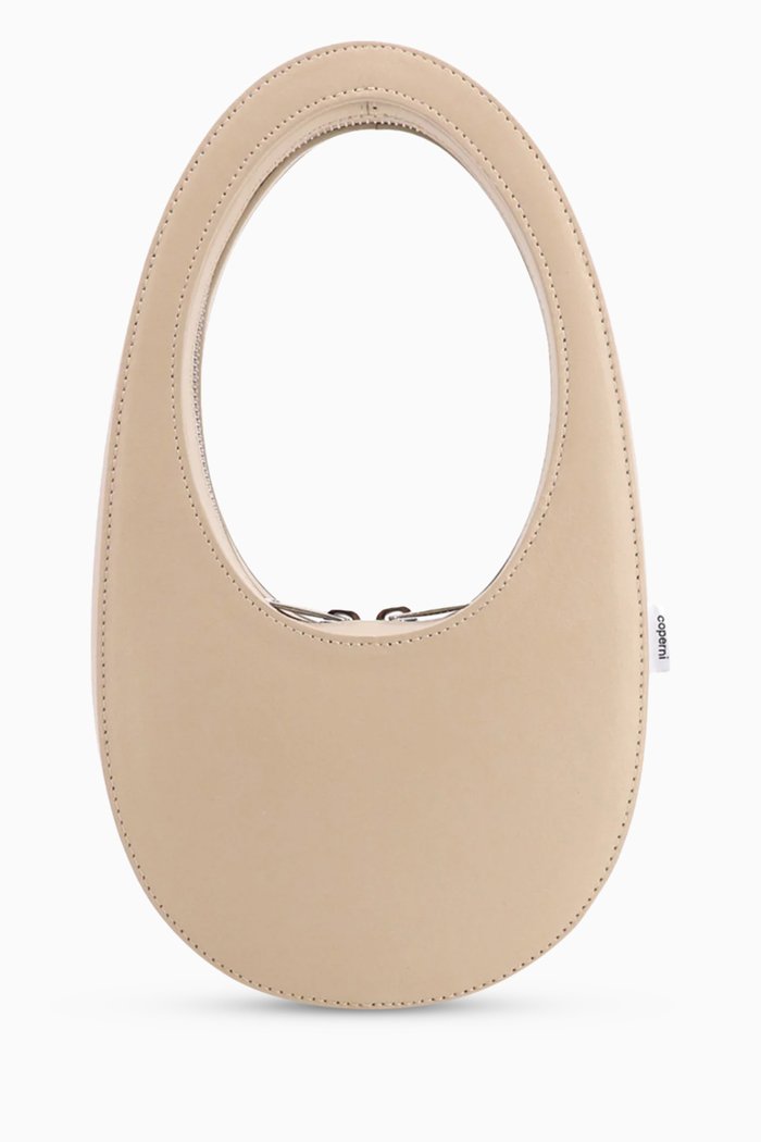 

Mini Swipe Shoulder Bag in Leather, Neutral
