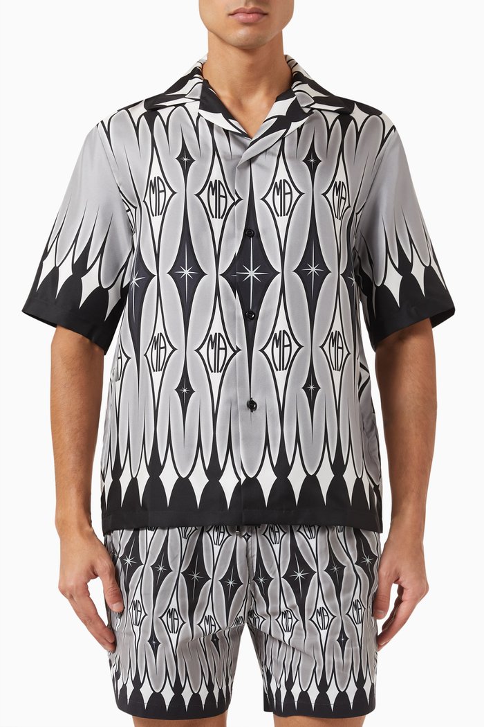

Argyle Monogram Print Shirt in Silk, Multicolour