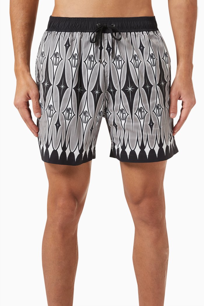 

Argyle Monogram Print Swim Trunks in Poly Spandex, Multicolour