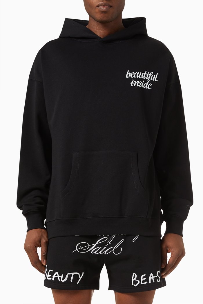 

Beautiful Inside Logo Hoodie in Cotton, Black