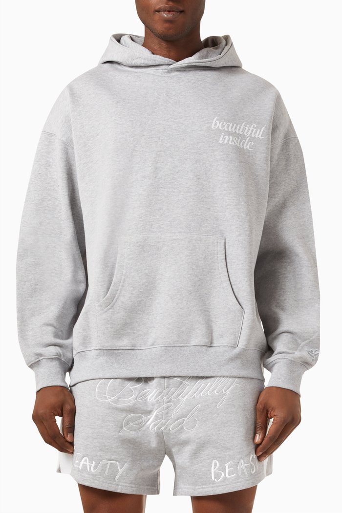 Beautiful Inside Logo Hoodie in Cotton, Grey
