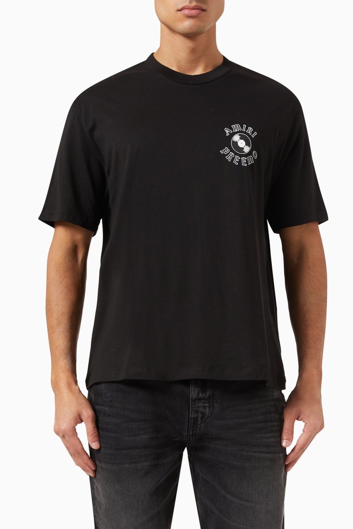 Premier Record T-shirt in Cotton Jersey, Black