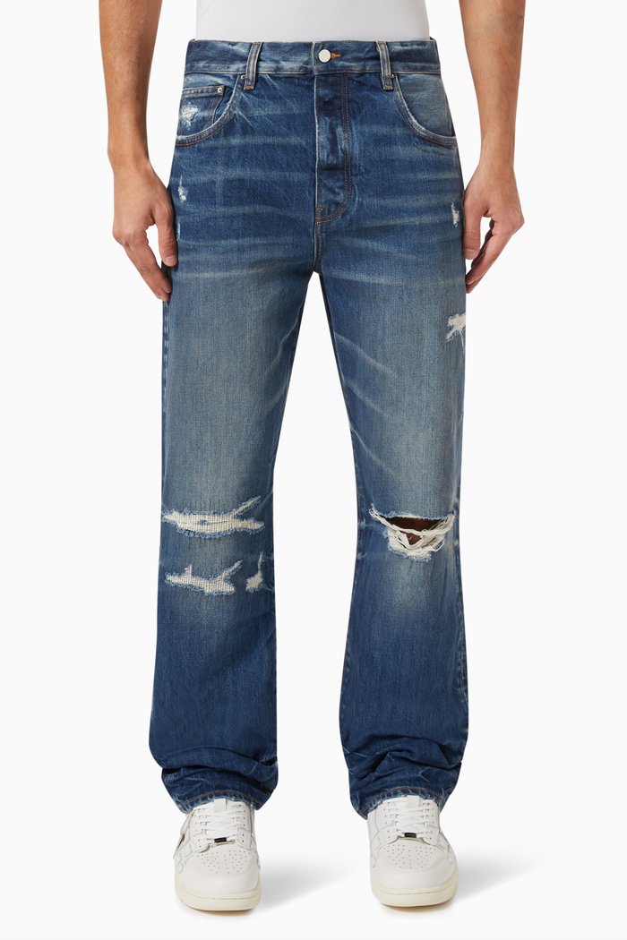 

Fractured Straight-fit Jeans in Denim, Blue