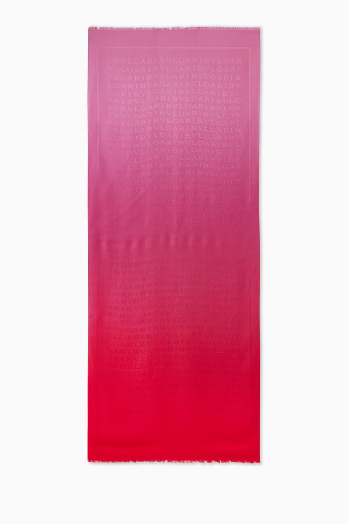 

Logomania Stole in Silk & Wool, Pink