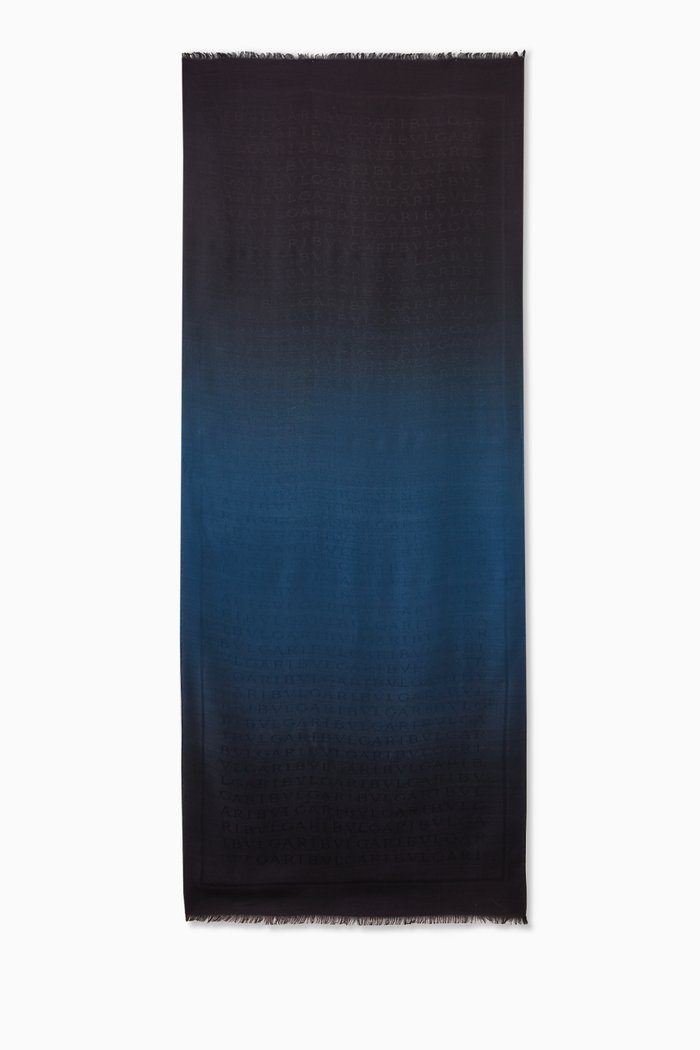 

Logomania Stole in Silk & Wool, Black