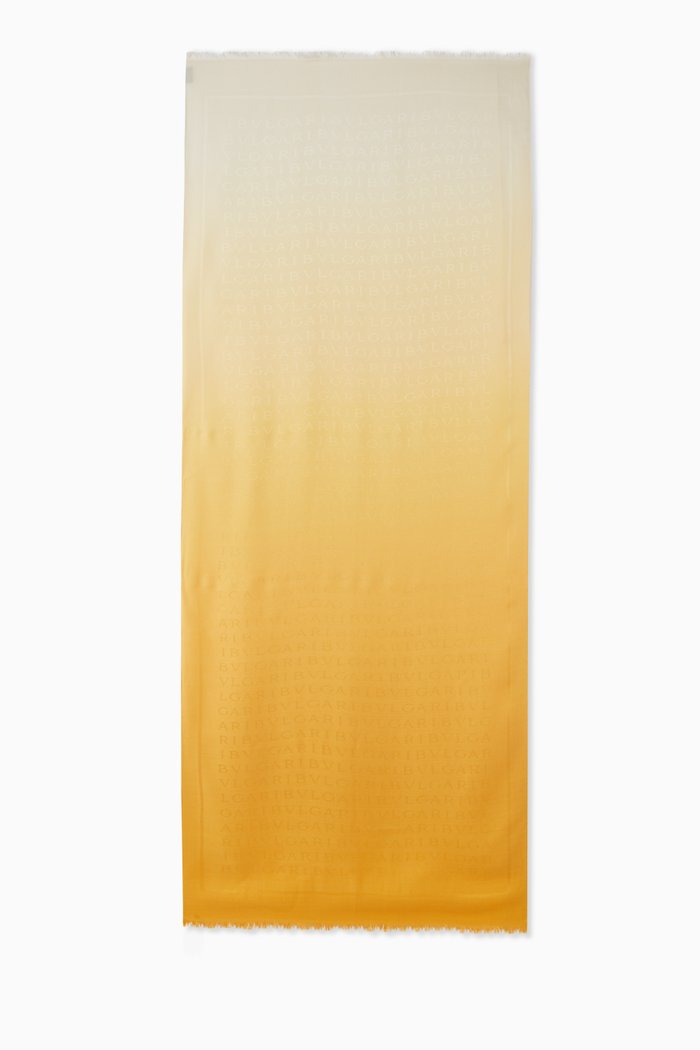 

Logomania Stole in Silk & Wool, Yellow