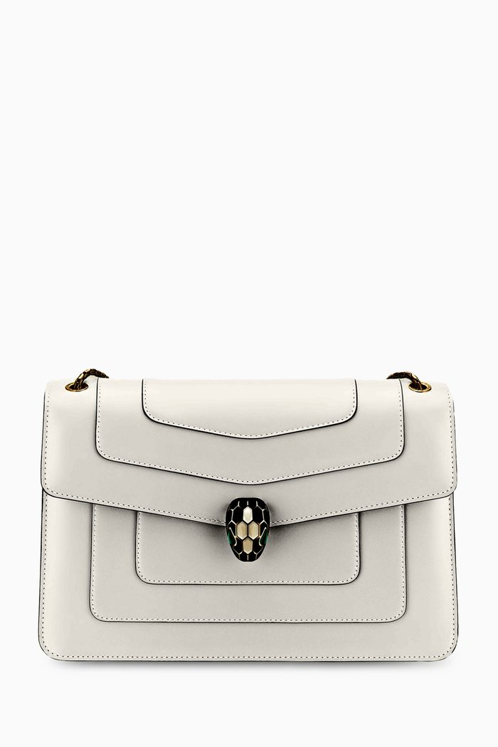 

Serpenti Forever Shoulder Bag in Calf Leather, White
