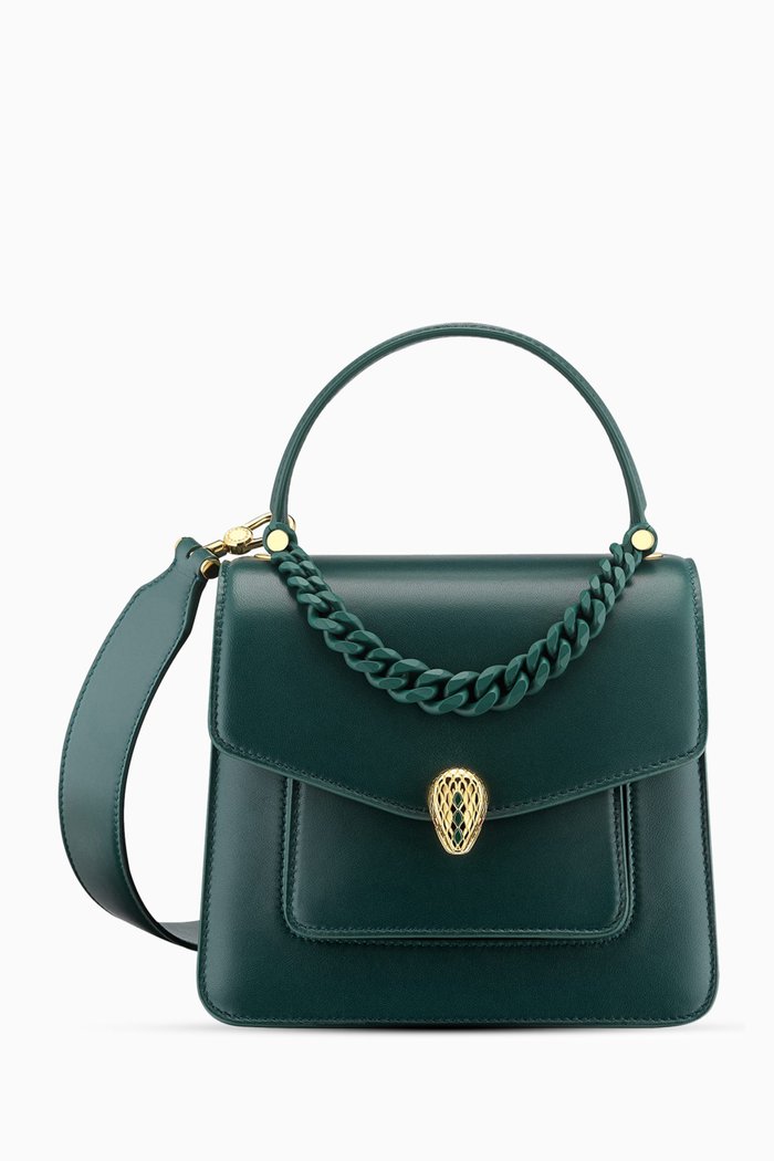 

Serpenti Forever Top Handle in Calf Leather, Green