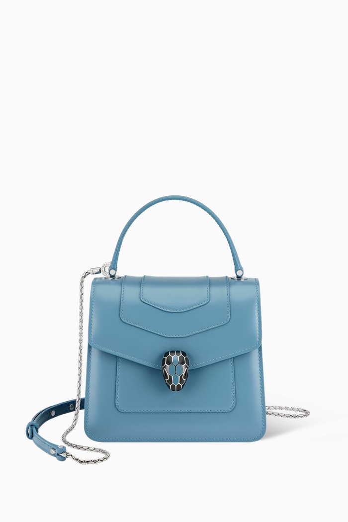 

Serpenti Forever Top Handle Bag in Calf Leather, Blue