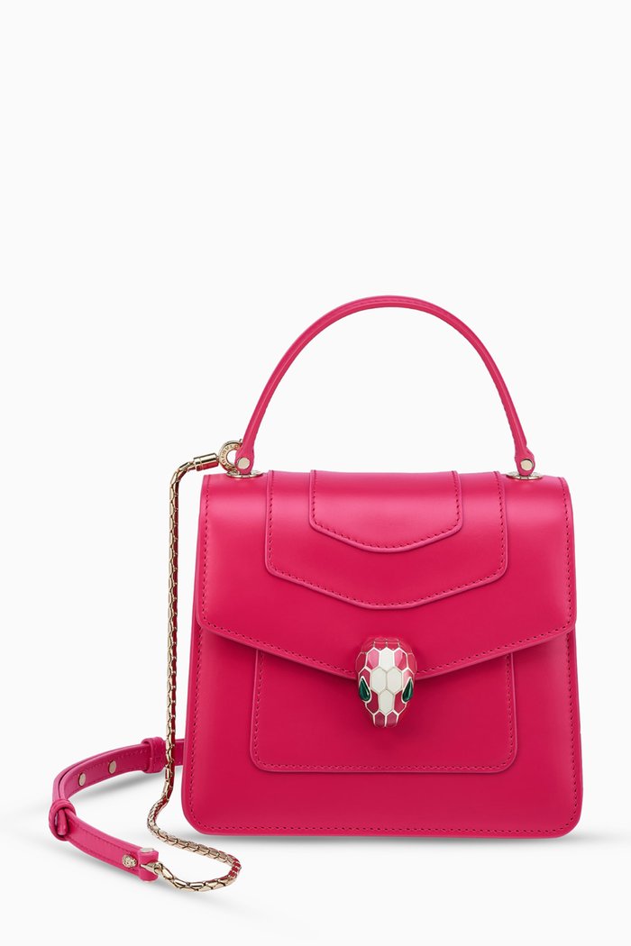 

Serpenti Forever Top Handle Bag in Calf Leather, Pink