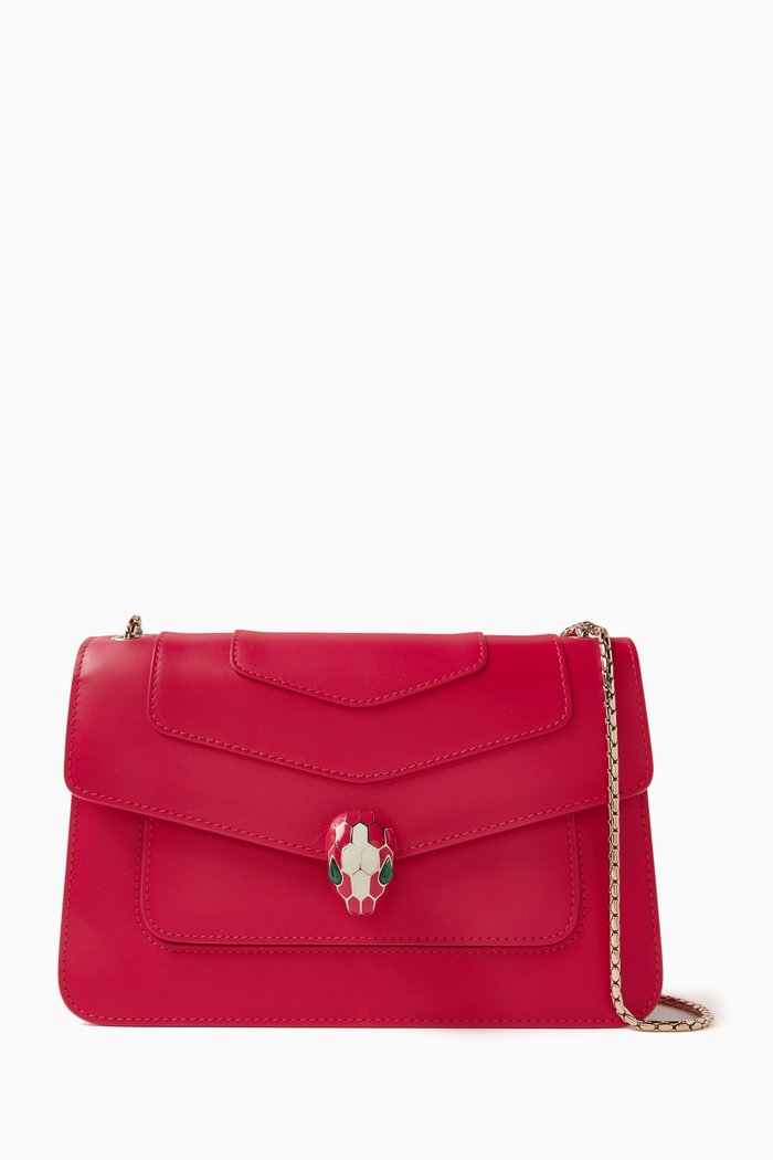 

Serpenti Forever Shoulder Bag in Calf Leather, Pink