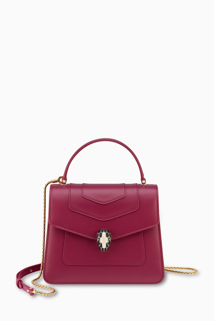 Serpenti Forever Top Handle Bag in Leather, Pink
