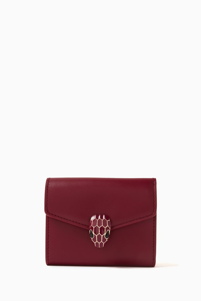 

Serpenti Forever Trifold Wallet in Calf Leather, Pink