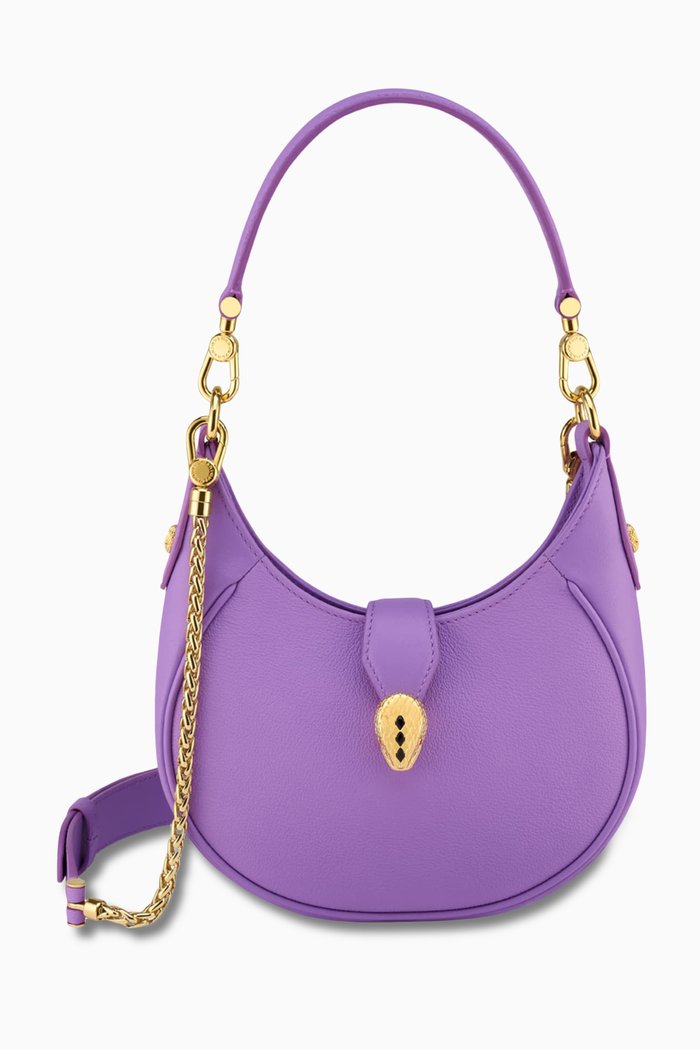 

Small Serpenti Ellipse Bag in Leather, Purple