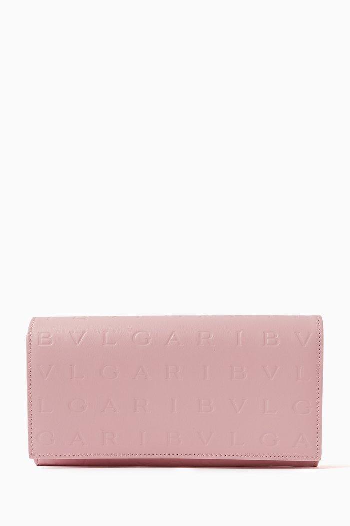 

Logo Infinitum Long Wallet in Calf Leather, Pink