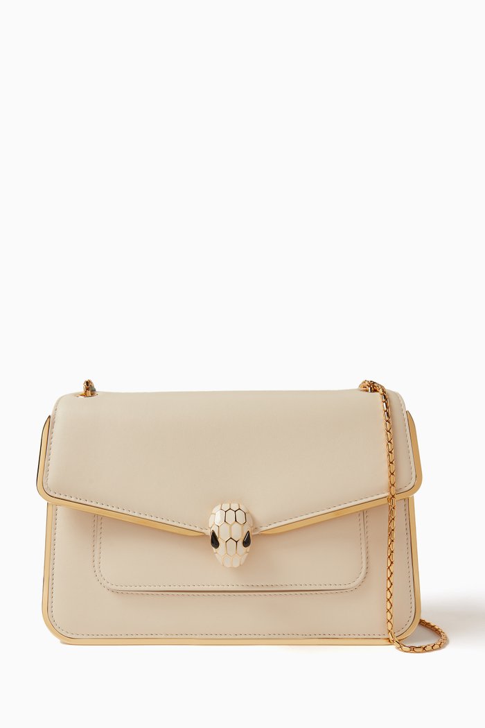 

Medium Serpenti Forever Shoulder Bag in Calf Leather, Neutral