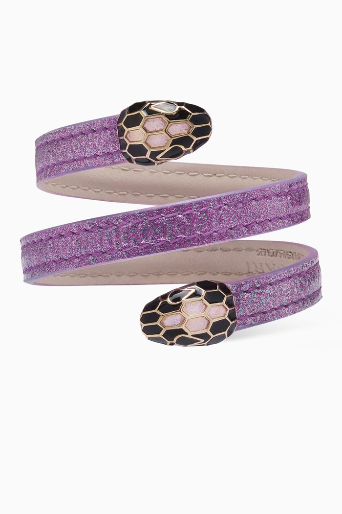 

Serpenti Forever Cleopatra Bracelet in Glitter Karung Leather, Purple