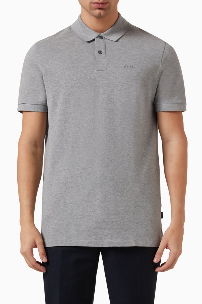 

Polo Shirt in Organic Cotton, Silver