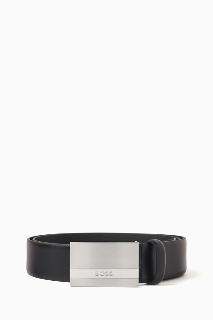 

Baxton Buckle Belt in Leather, Black