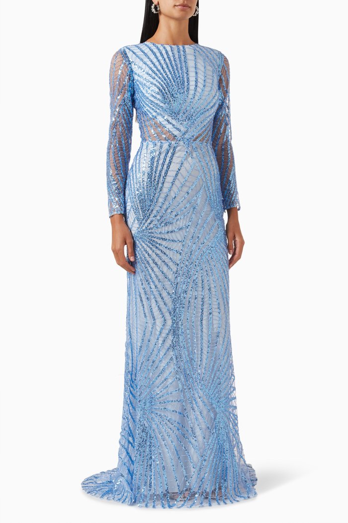

Bead-embellished Dress, Blue