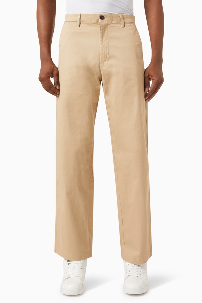 

Wide Leg Chinos in Cotton, Neutral