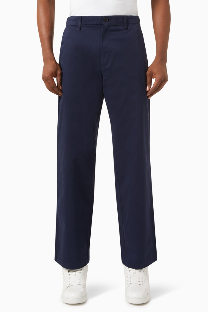 

Wide Leg Chinos in Cotton, Blue