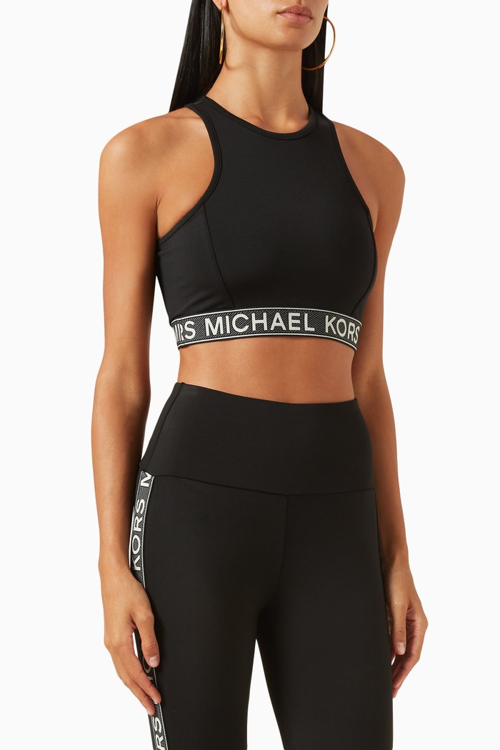 

Logo-tape Sports Bra in Recycled Stretch-nylon, Black
