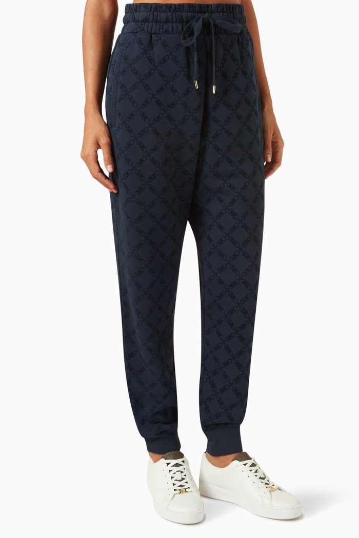 

Empire Flocked Monogram Sweatpants in Organic Cotton, Blue