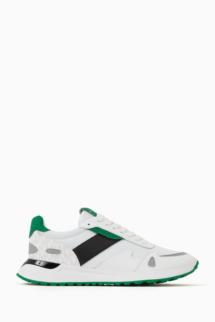 

Miles Low Top Sneakers in Leather and Mesh, White
