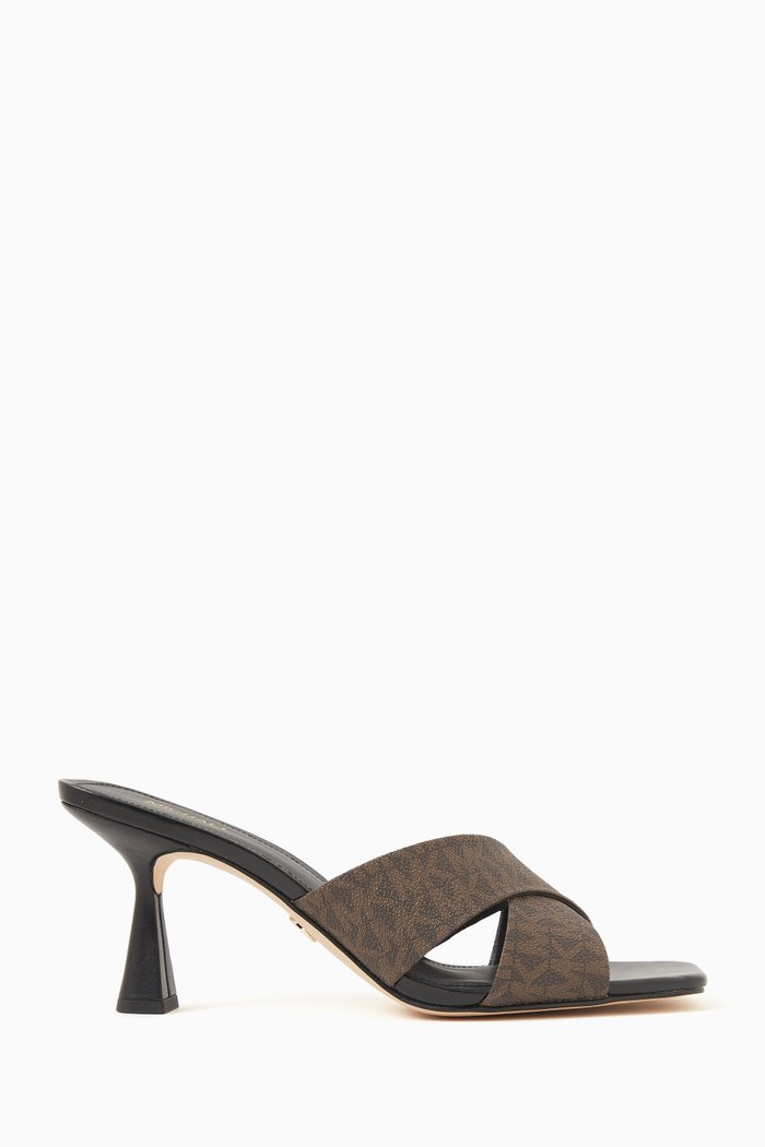 

Clara Monogram 75 Mules in Leather, Brown