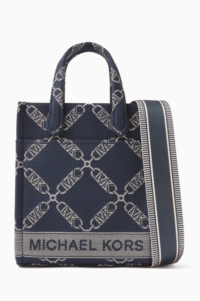 

Mini Gigi Tote Bag in Empire Logo Jacquard, Blue