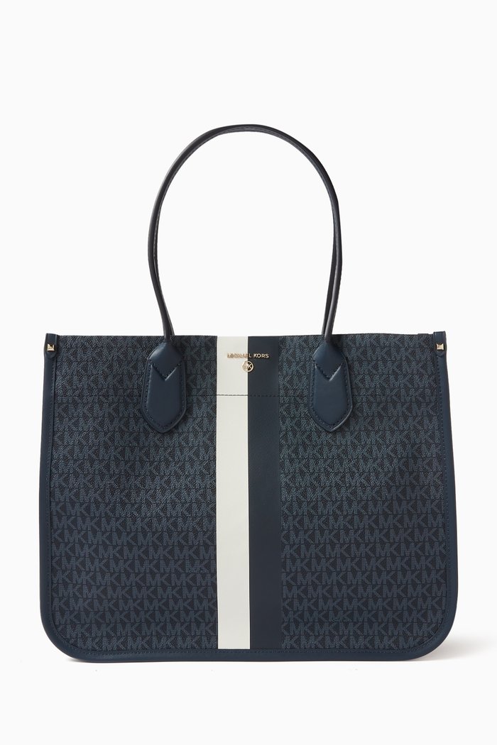 

Large Heidi Tote Bag in Signature Monogram Canvas, Blue